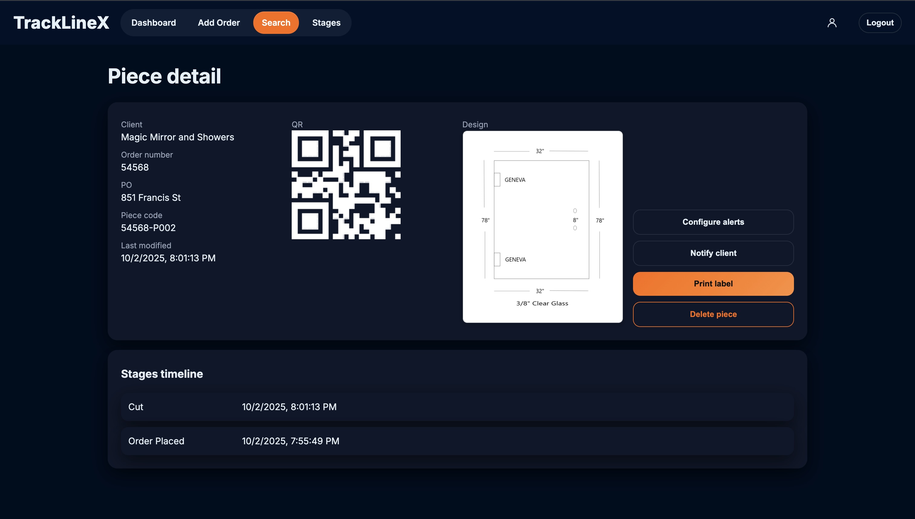 Mini production chart